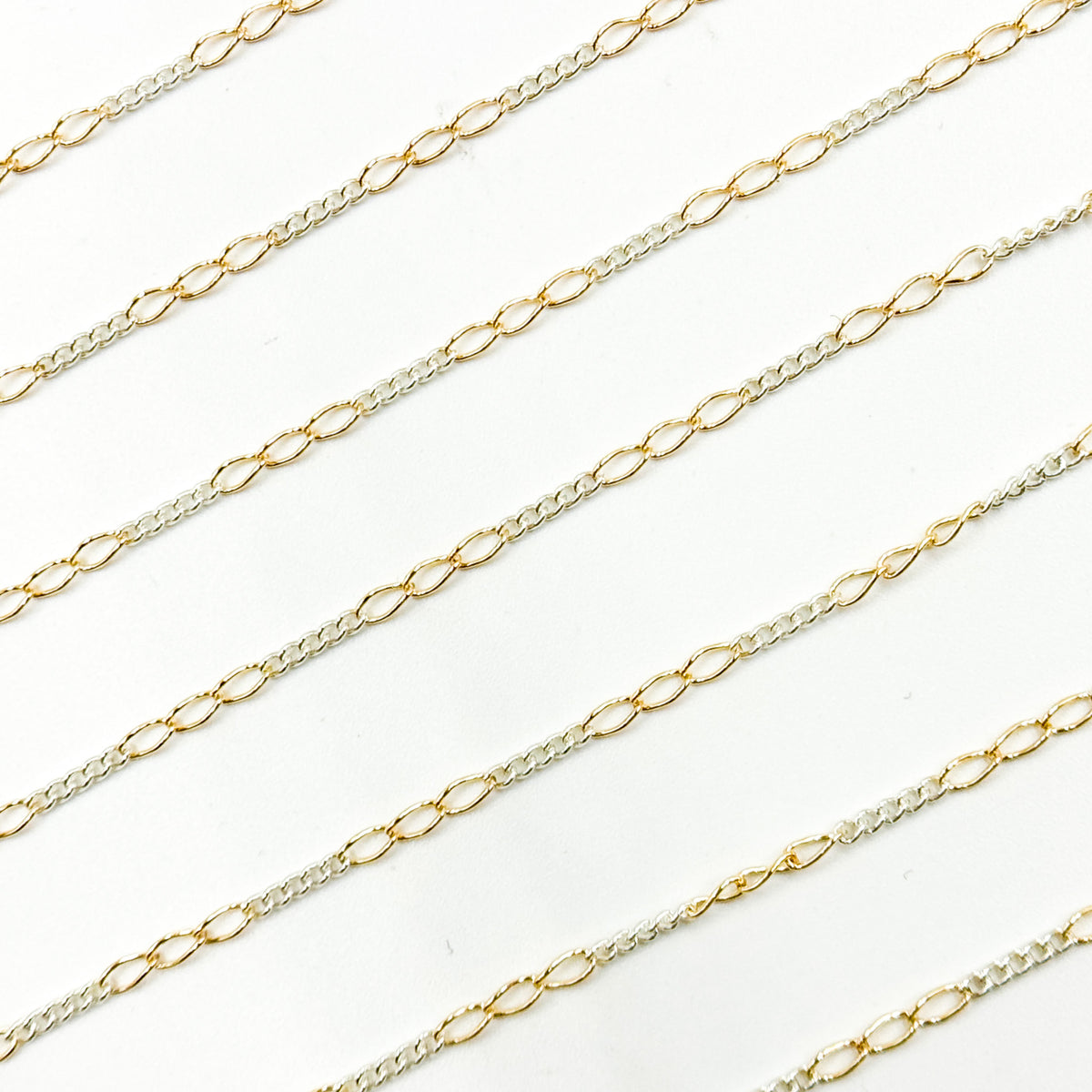 1653CTT.  Gold Filled and Sterling Silver Long and Short Link Chain