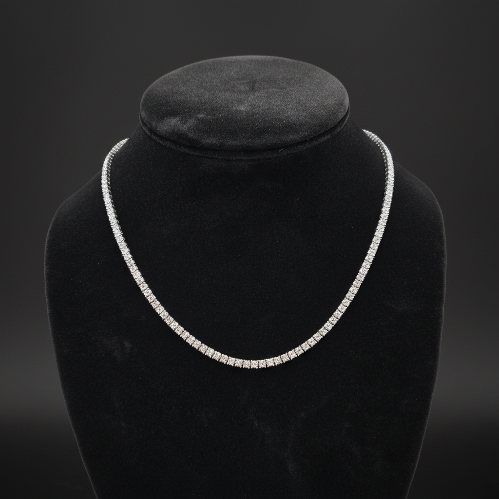 NFR71363. 14K Solid Gold Diamond Tennis Necklace
