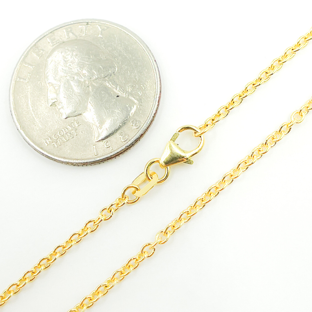 14K Solid Gold Smooth Cable Necklace. 050KF