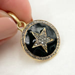 Load image into Gallery viewer, DP456A. Diamond Sterling Silver Round Enamel Pendant
