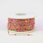 Load and play video in Gallery viewer, V295PKGF. 14K Gold Filled Pink Color Enamel with Paperclip and Diamond Cut Marina Links