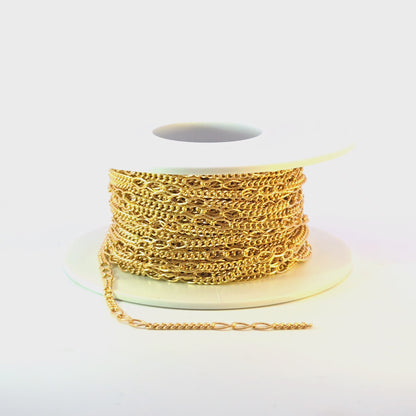 V240GF. 14k Gold Filled 3 Links Long and Curb Chain in Between