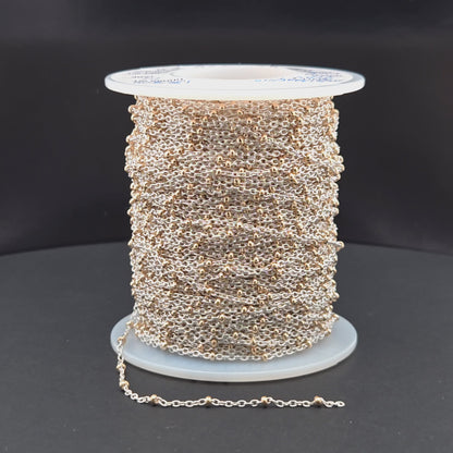 XM/S1322E/11G/SP. Sterling Silver Cable Chain with 14K Gold Filled Beads ��� Mixed Metal Design
