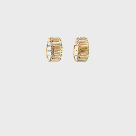 14K Solid Gold Diamond Hoop Earrings