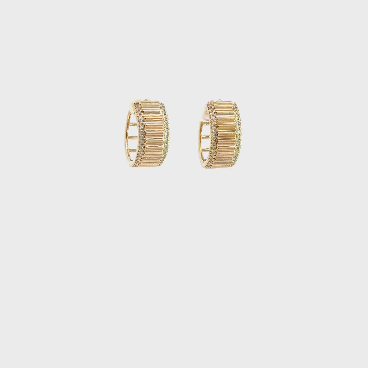 14K Solid Gold Diamond Hoop Earrings