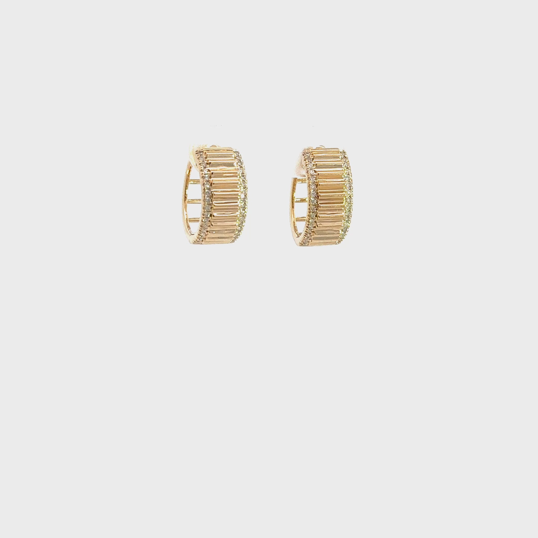 14K Solid Gold Diamond Hoop Earrings