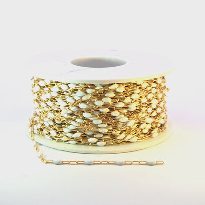 V250-WTGF. 14k Gold Filled  White Color Enamel Satellite Cable Chain