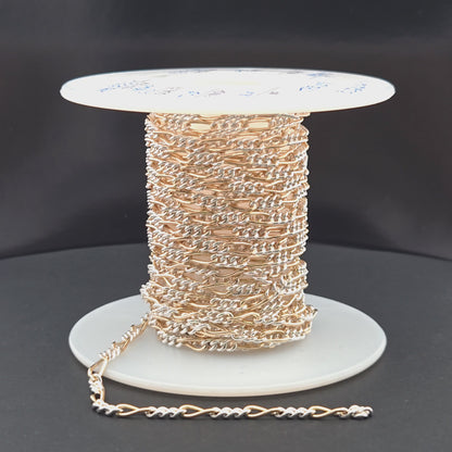 XM3331CTT. Gold Filled and Sterling Silver Long and Short Curb Link Chain