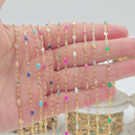 Load and play video in Gallery viewer, V295ENGF. 14K Gold Filled Enamel Chain with Paperclip &amp; Diamond-Cut Marina Links