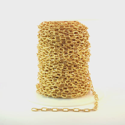40061P1TGF. 14k Gold Filled Elongated Cable Twisted and Plain Link Chain