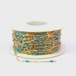 Load and play video in Gallery viewer, V295TURGF. 14K Gold Filled Turquoise Color Enamel with Paperclip and Diamond Cut Marina Links