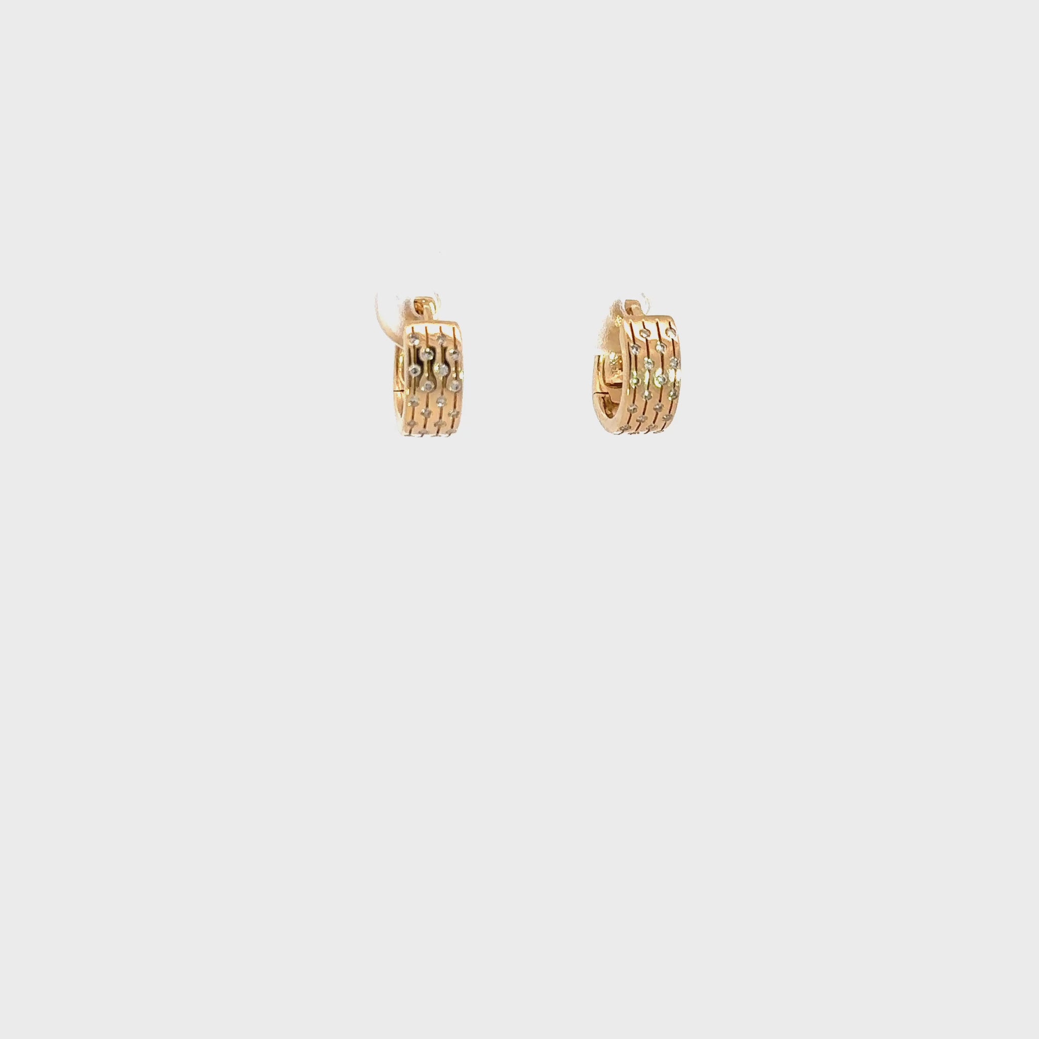 14K Solid Gold Diamond Huggies Earrings_video