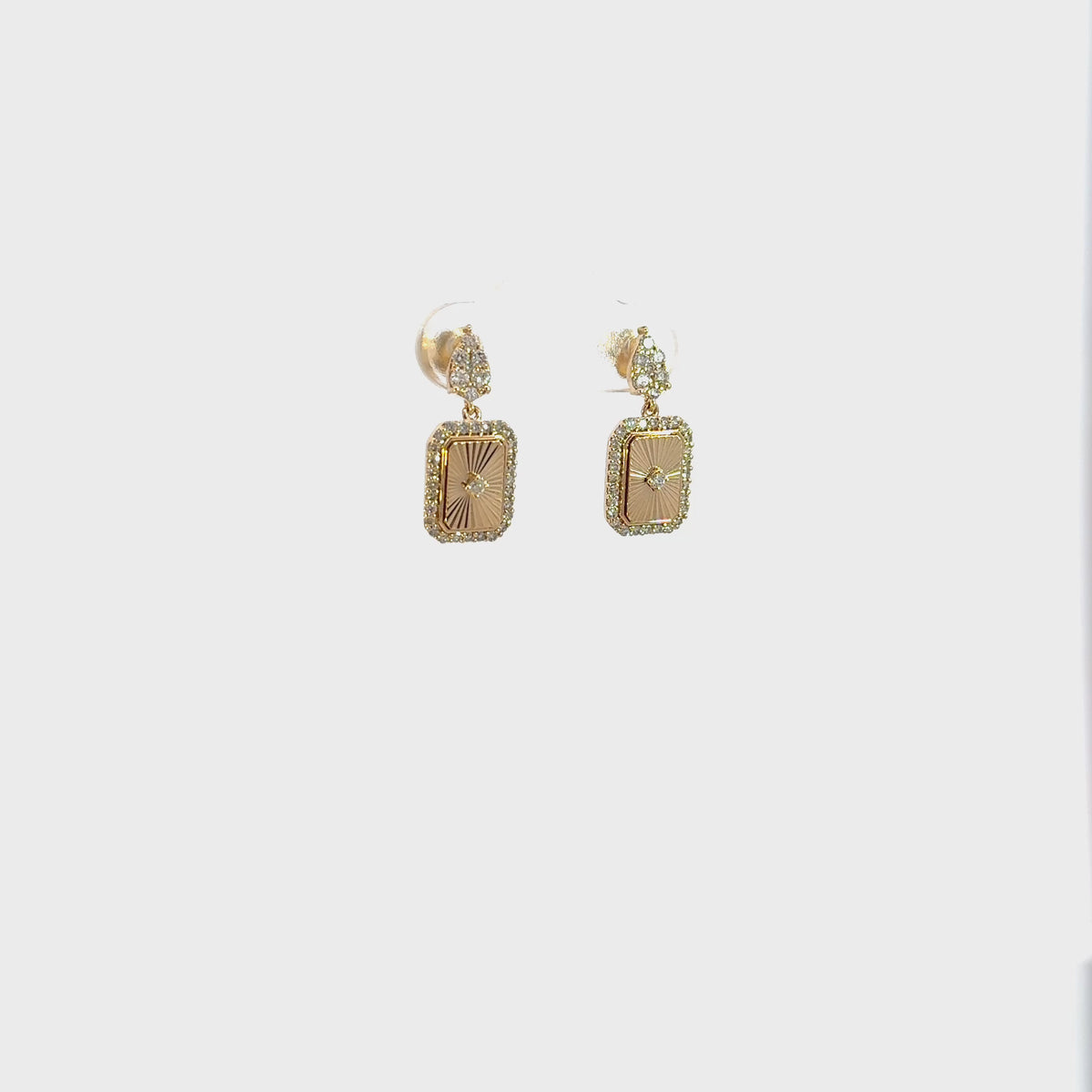 Buy 14K Solid Gold and Diamonds Rectangular Dangle Earrings