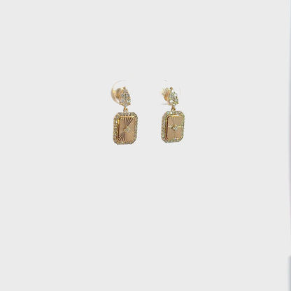 Buy 14K Solid Gold and Diamonds Rectangular Dangle Earrings