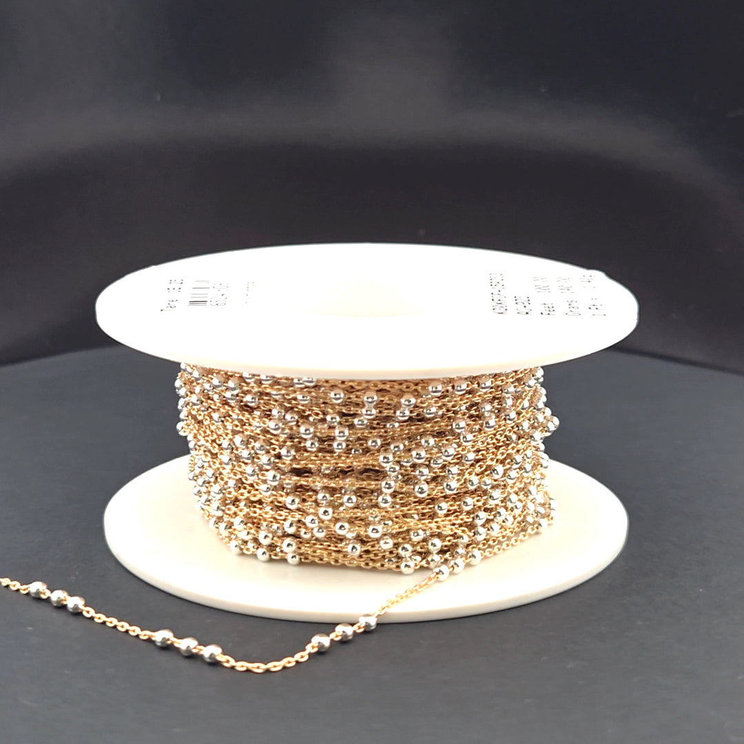 V289TT. 14k Gold Filled Chain and 3 Sterling Silver Beads in Between