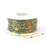 Load image into Gallery viewer, V295TURGF. 14K Gold Filled Turquoise Color Enamel with Paperclip and Diamond Cut Marina Links