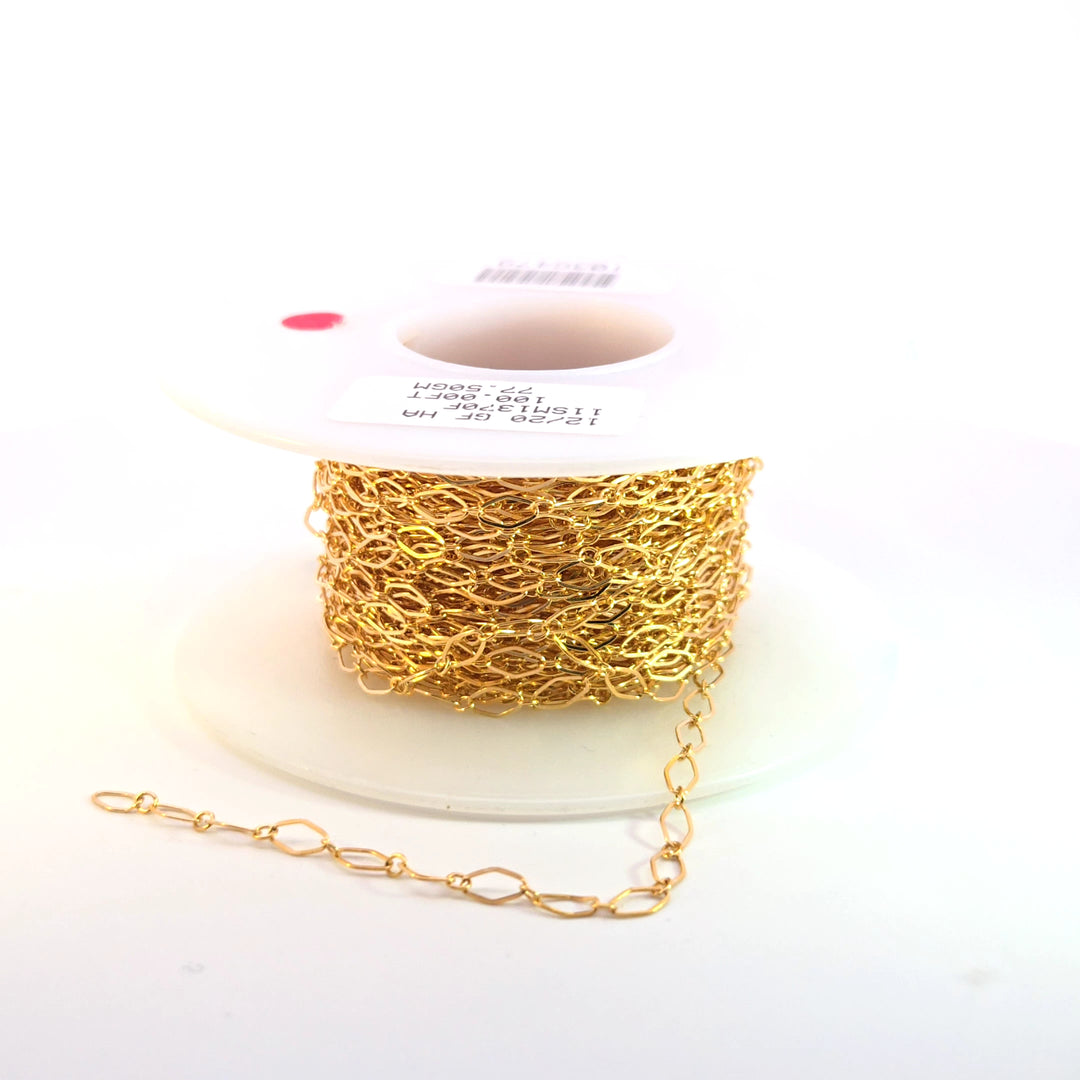 1370FGF. 14K Yellow Gold Filled Flat Diamond and Round Link Chain