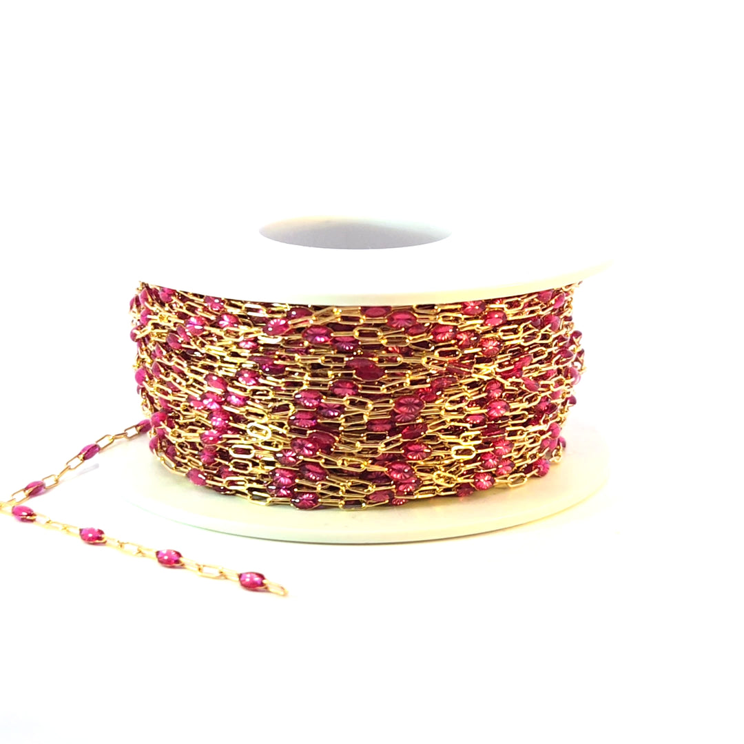 V250WNGF. Gold Filled Wine Color Enamel Chain
