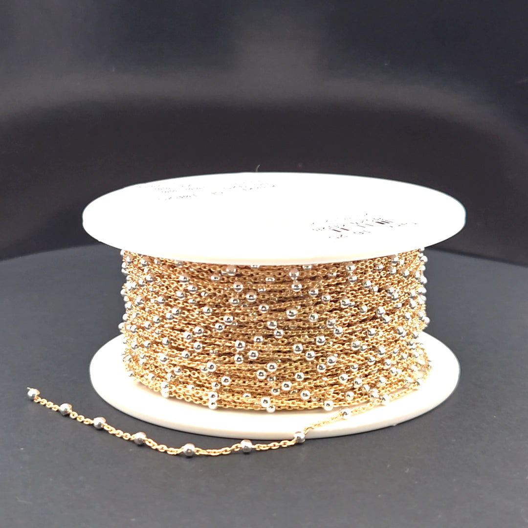 V288TT. Gold Filled with Sterling Silver Beads Satellite Chain
