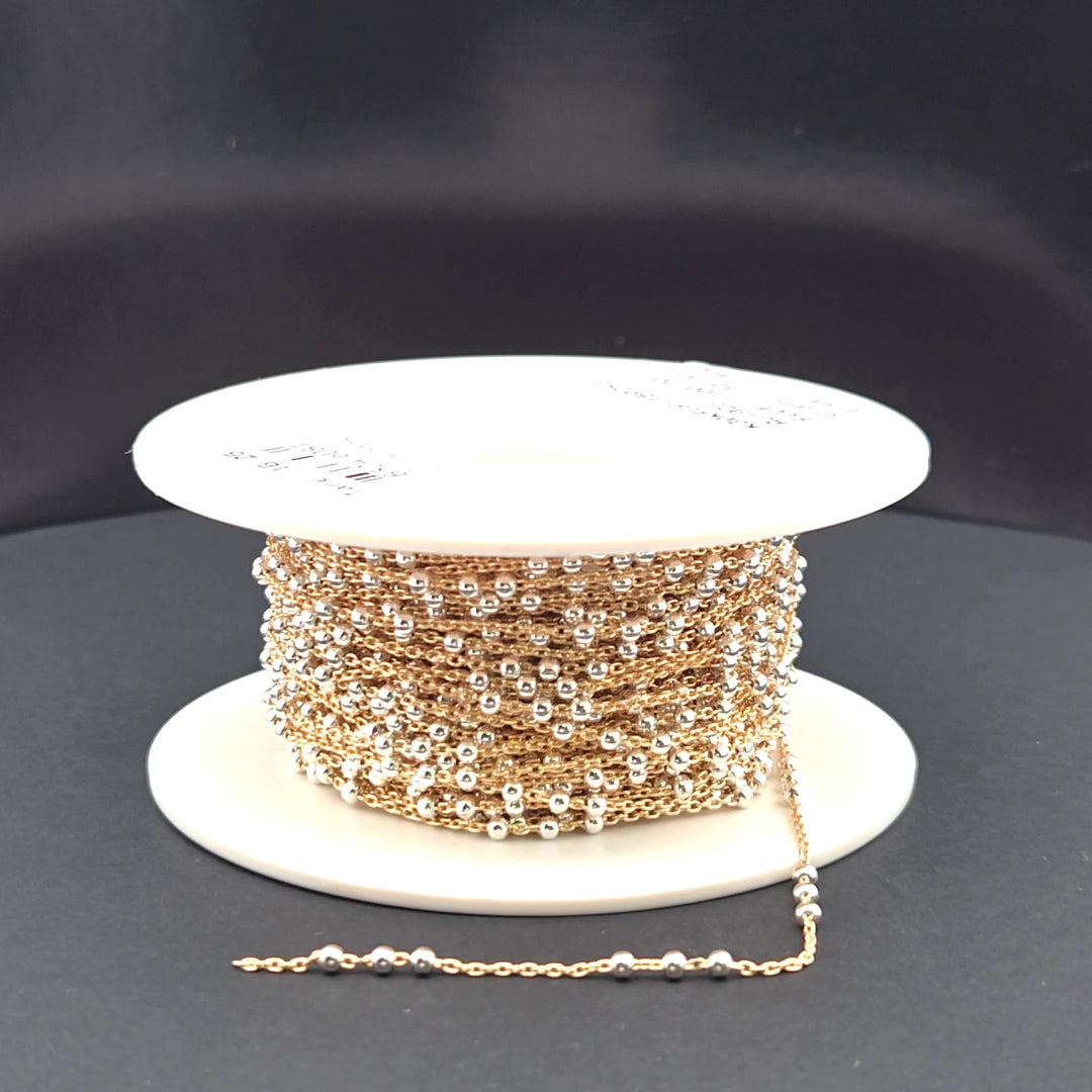 V289TT. 14k Gold Filled Chain and 3 Sterling Silver Beads in Between