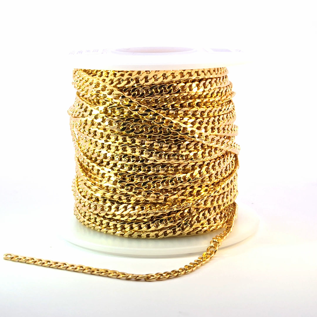 3309CHRGF. Gold Filled Flat Round Shape Curb Chain