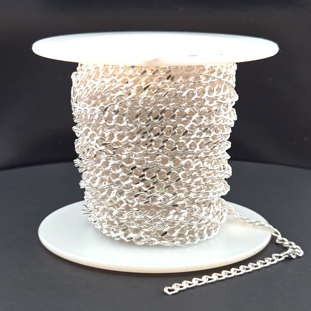 Z89SS. Sterling Silver Cuban Flat Curb Link Chain