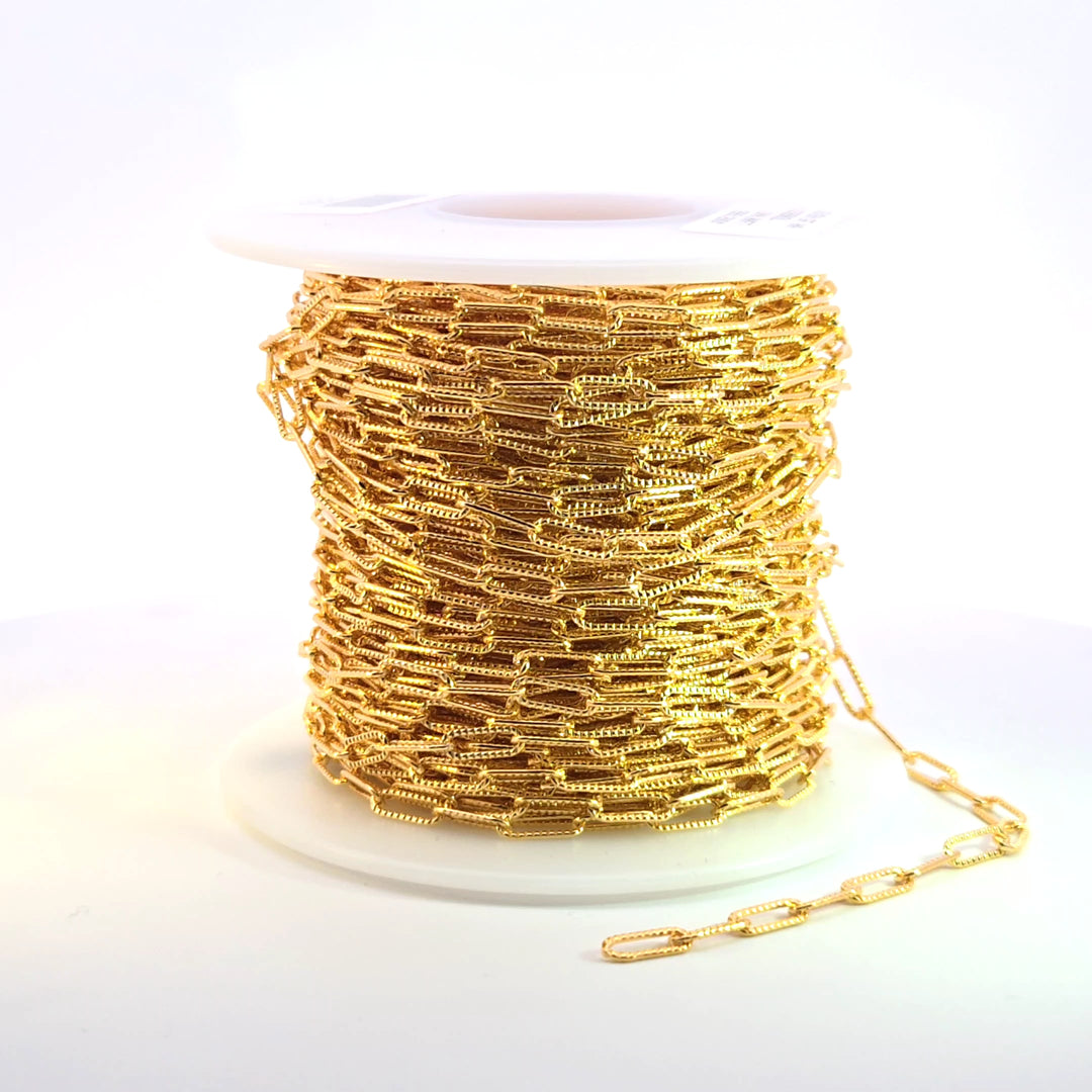 2903LGF. 14K Gold Filled Hammered Paperclip Chain