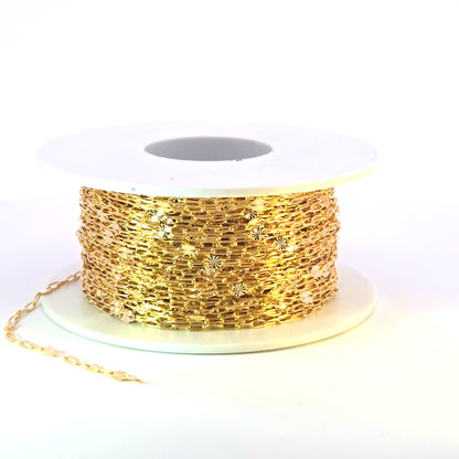 V241GF. 14K Gold-Filled Smooth Paperclip and Diamond Cut Marina Link Chain