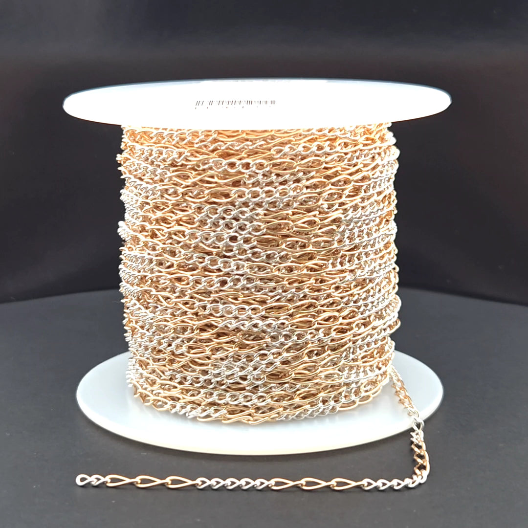 2453CTT. Gold Filled and Sterling Silver Long and Short Link Chain