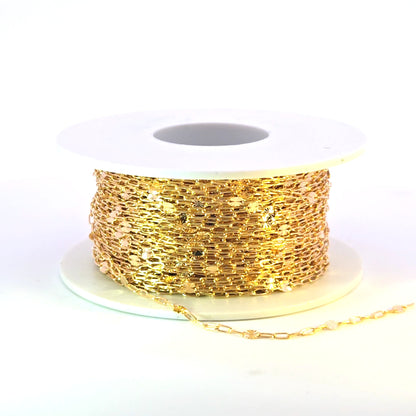 V241GF. 14K Gold-Filled Smooth Paperclip and Diamond Cut Marina Link Chain