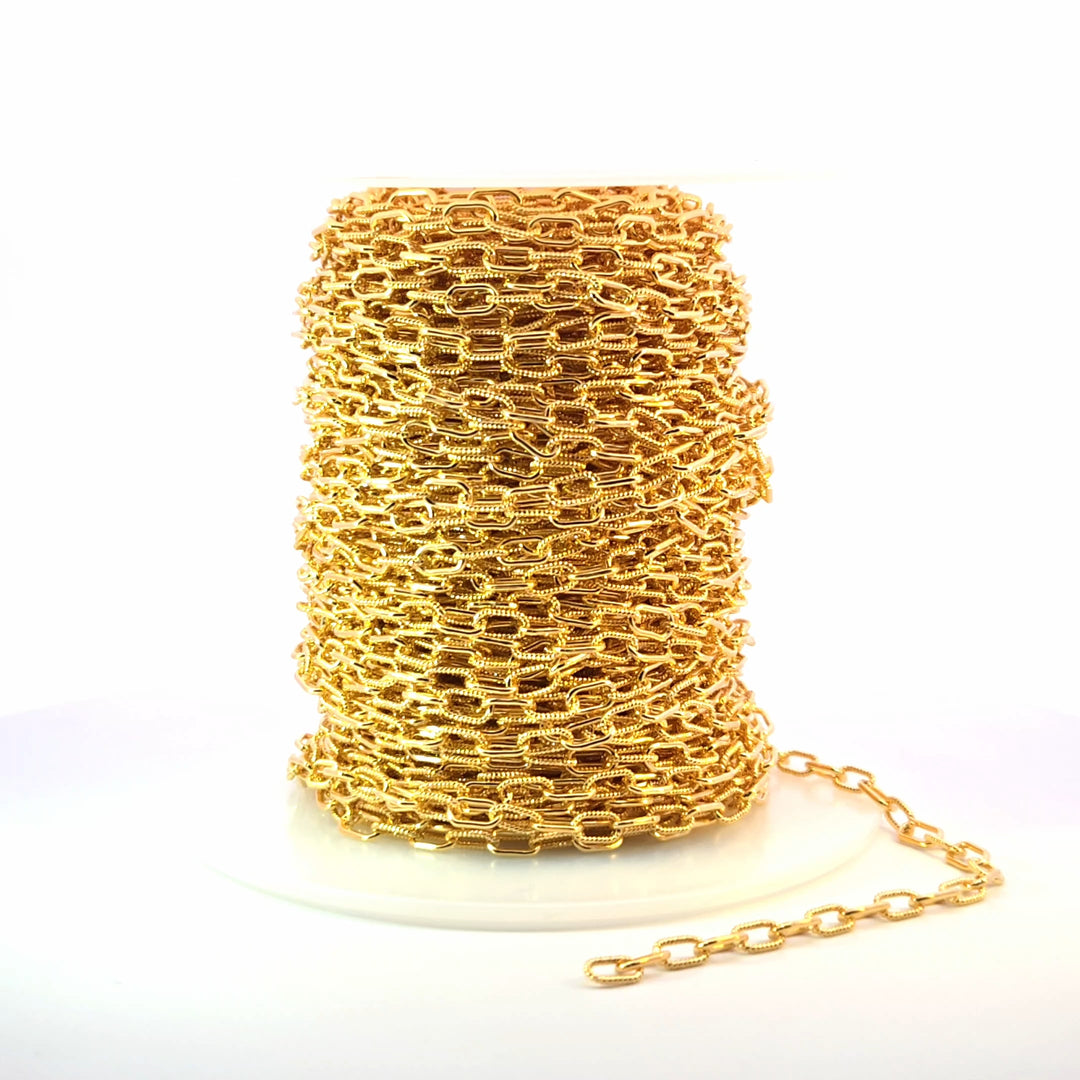 40061P1TGF. 14k Gold Filled Elongated Cable Twisted and Plain Link Chain