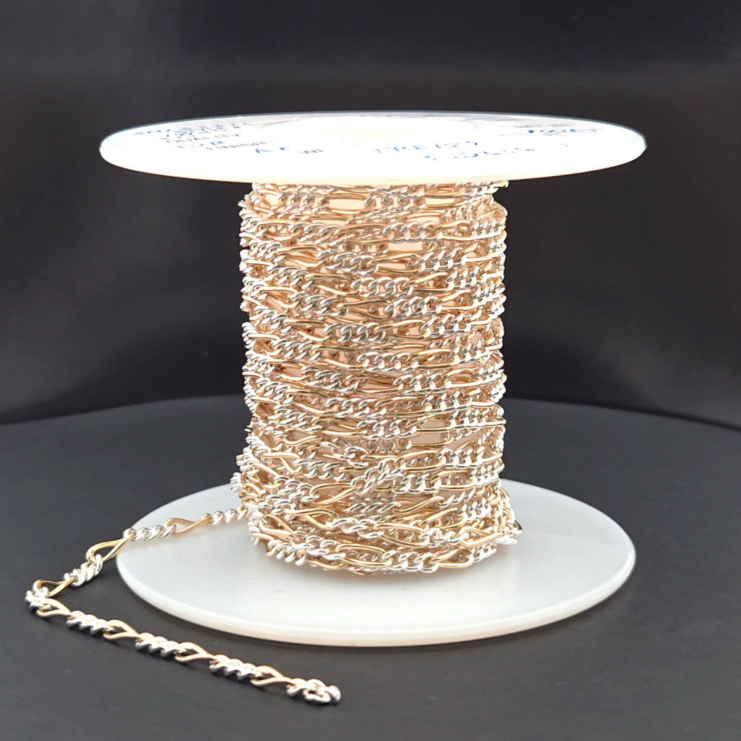 XM3331CTT. Gold Filled and Sterling Silver Long and Short Curb Link Chain