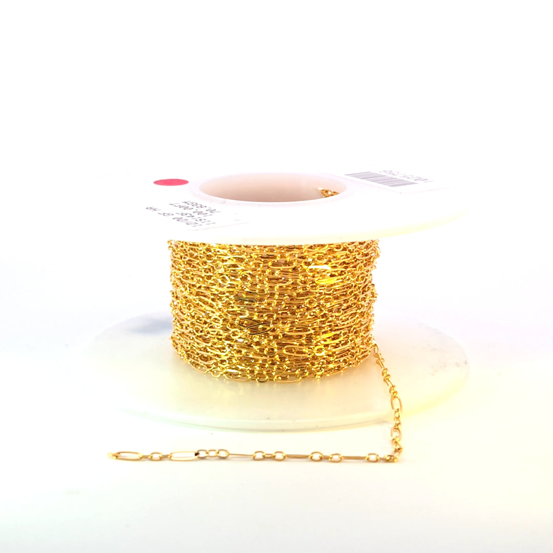 143FGF. 14k Gold Filled Flat Long and Short Link Chain.