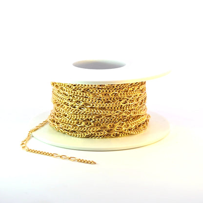 V240GF. 14k Gold Filled 3 Links Long and Curb Chain in Between
