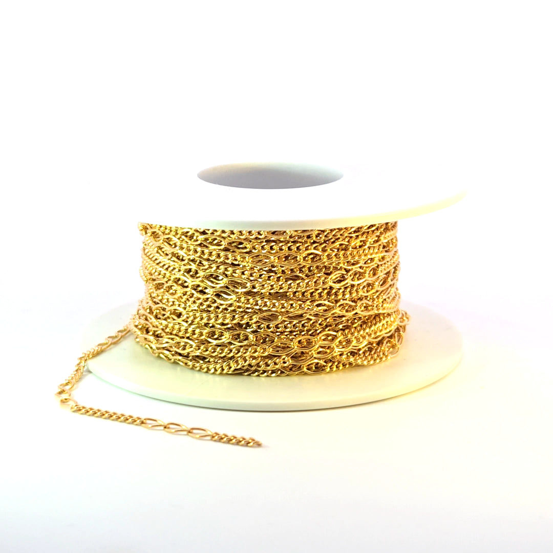 V240GF. 14k Gold Filled 3 Links Long and Curb Chain in Between