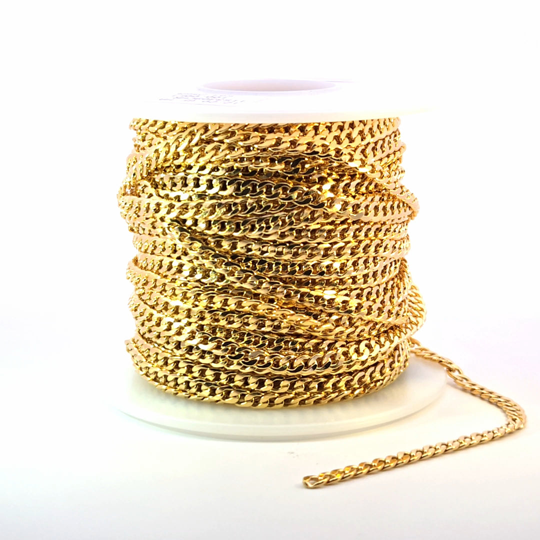 3309CHRGF. Gold Filled Flat Round Shape Curb Chain