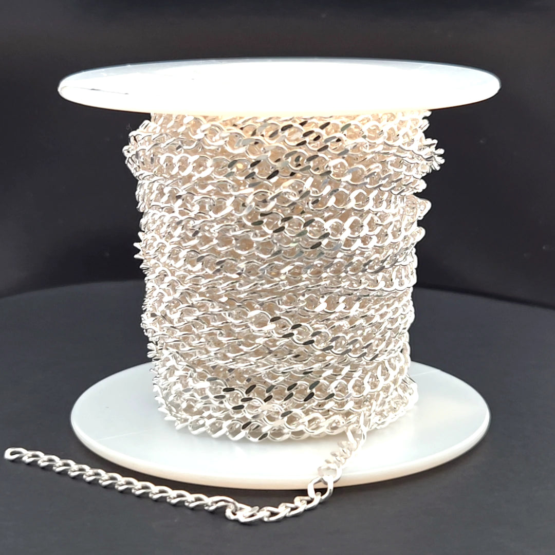 Z89SS. Sterling Silver Cuban Flat Curb Link Chain