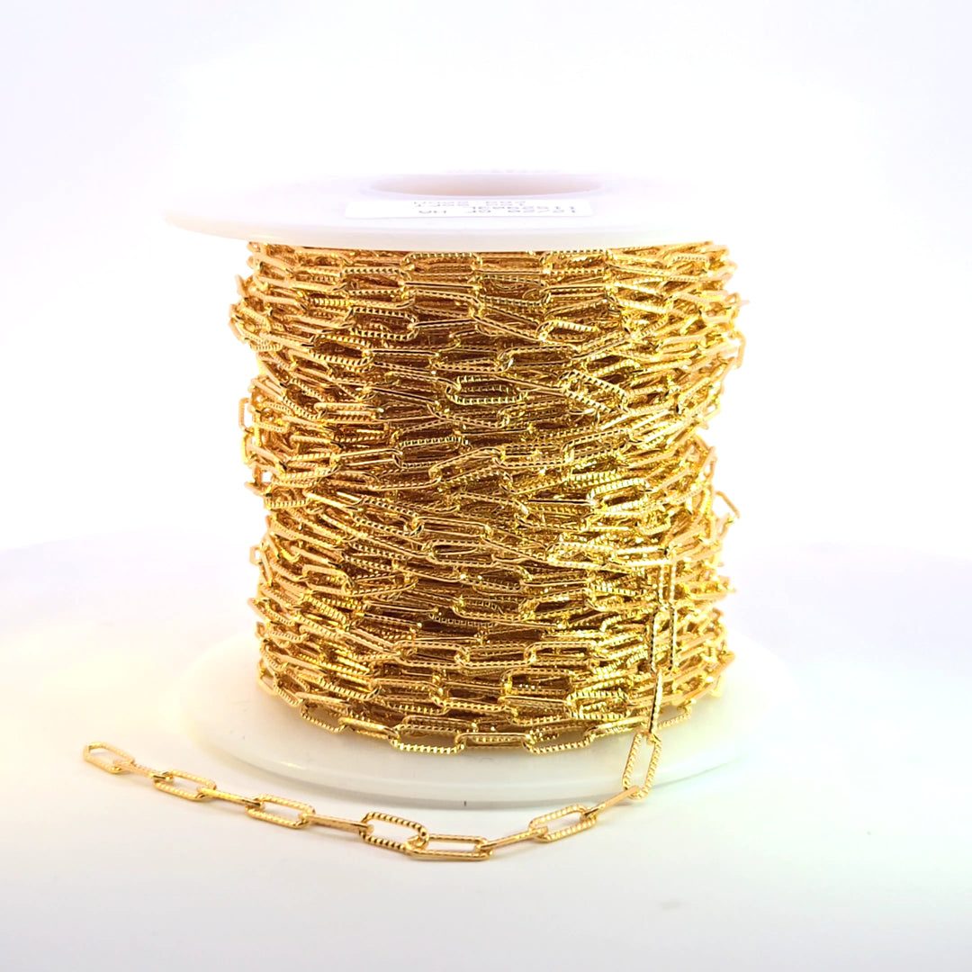 2903LGF. 14K Gold Filled Hammered Paperclip Chain