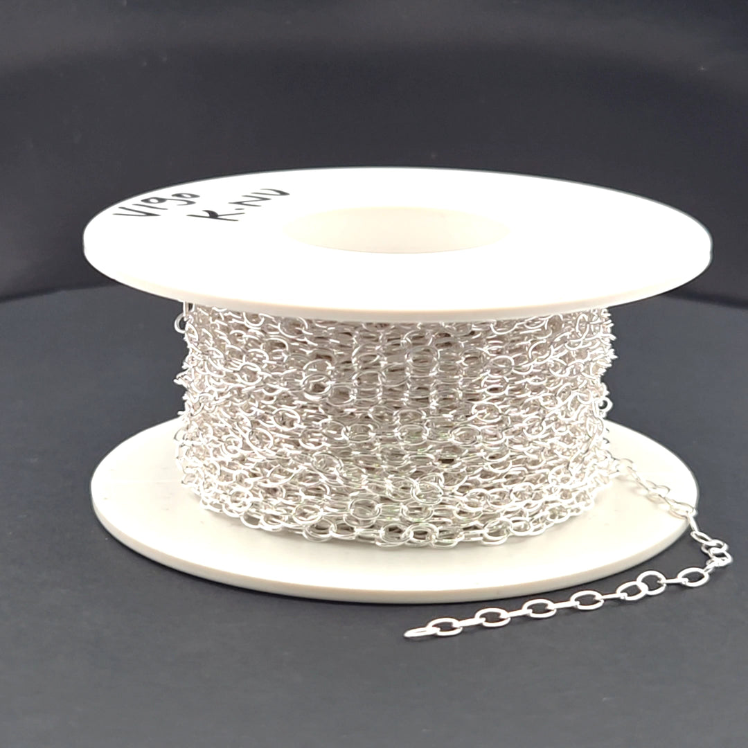 V190SS. Sterling Silver Smooth Oval Link Chain