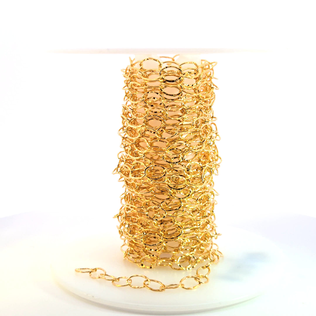 720KGF. 14K Gold Filled Hammered Oval Link Chain