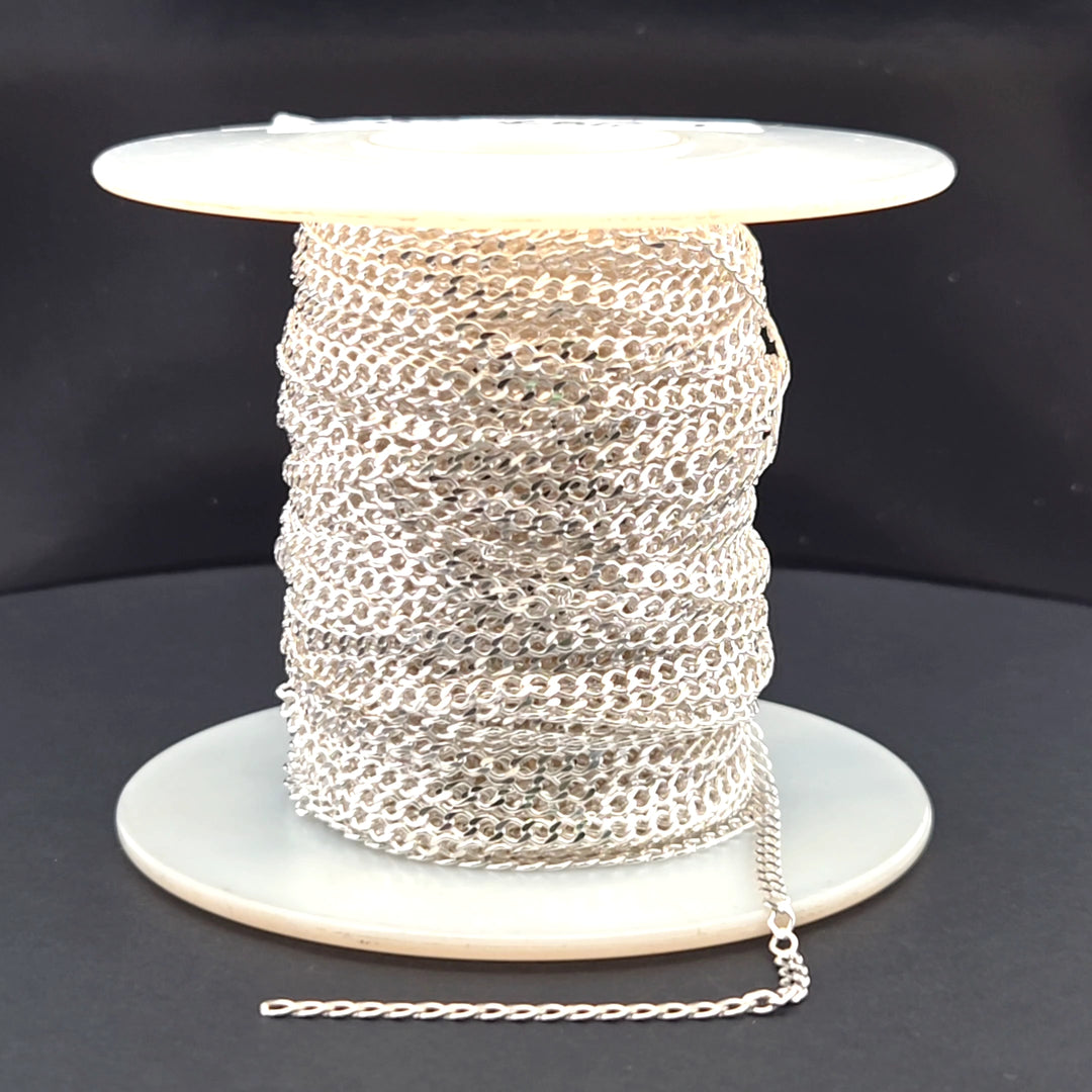Z87SS. Sterling Silver Miami Flat Curb Link Chain