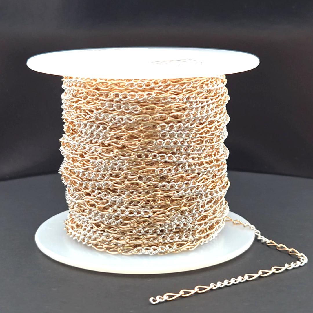 2453CTT. Gold Filled and Sterling Silver Long and Short Link Chain