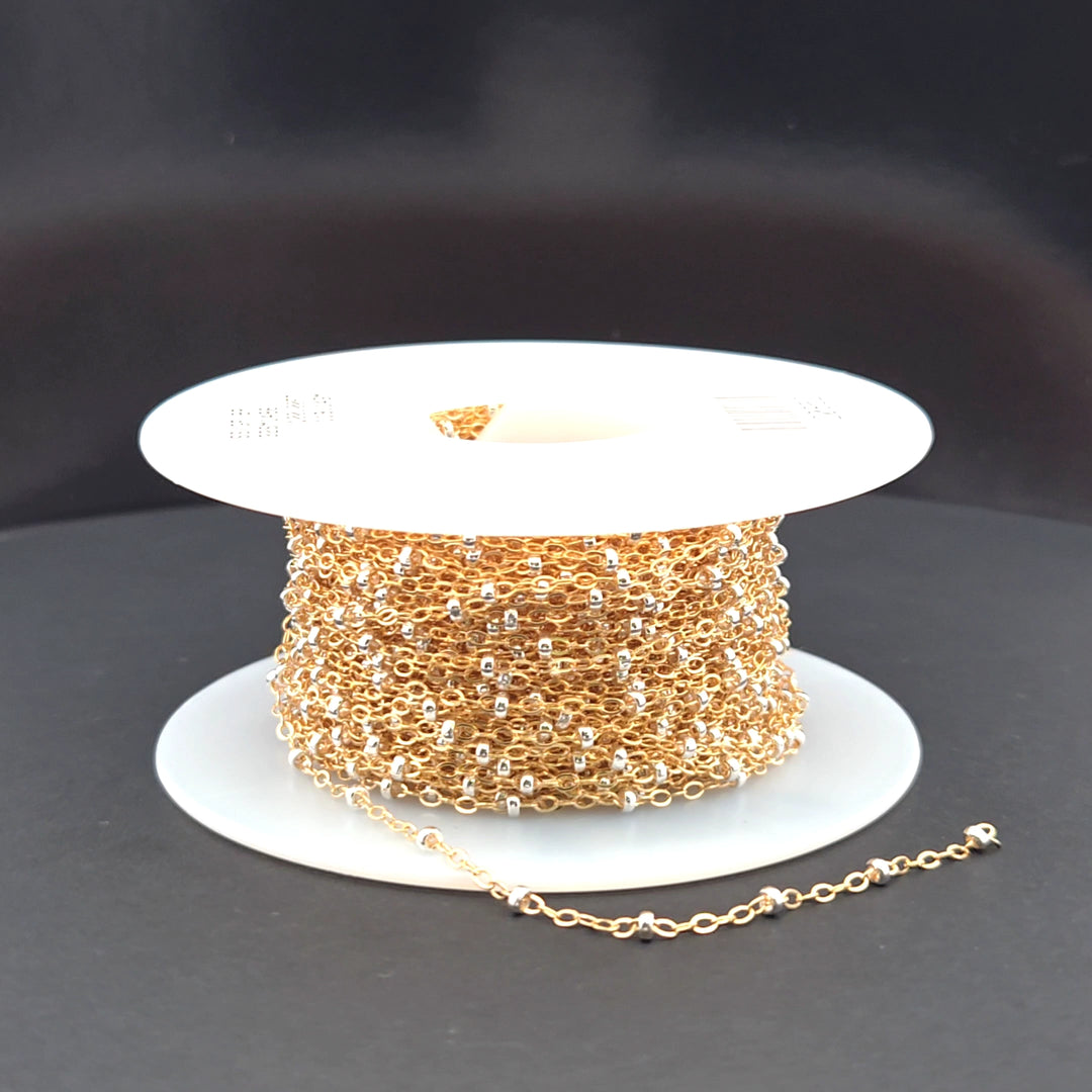 1486TT. Gold Filled with Sterling Silver Bead Satellite Chain
