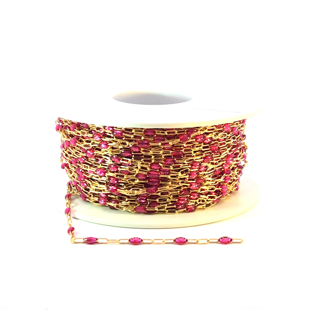V250WNGF. Gold Filled Wine Color Enamel Chain