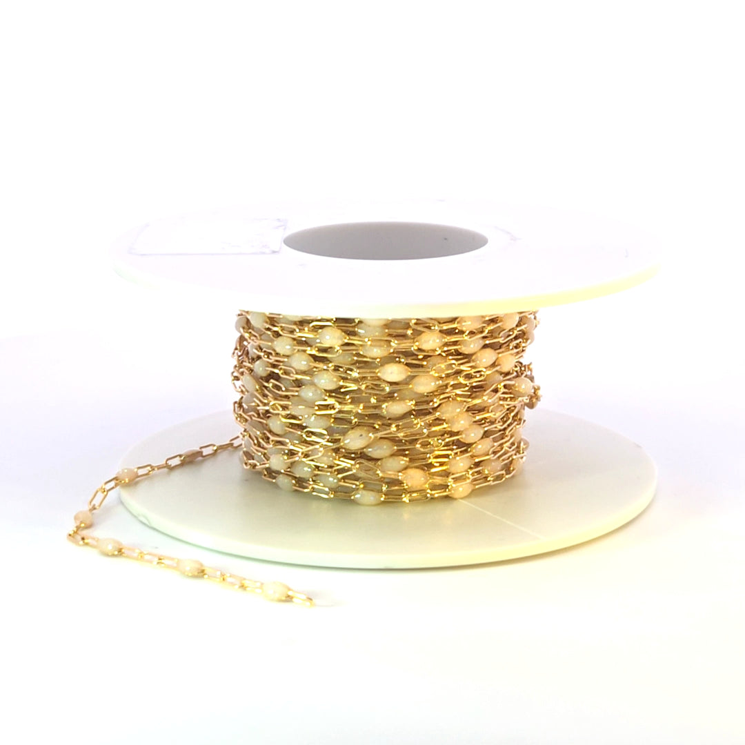 V250-OP1GF. Gold Filled Golden Shade Color Opal Enamel Cable Chain
