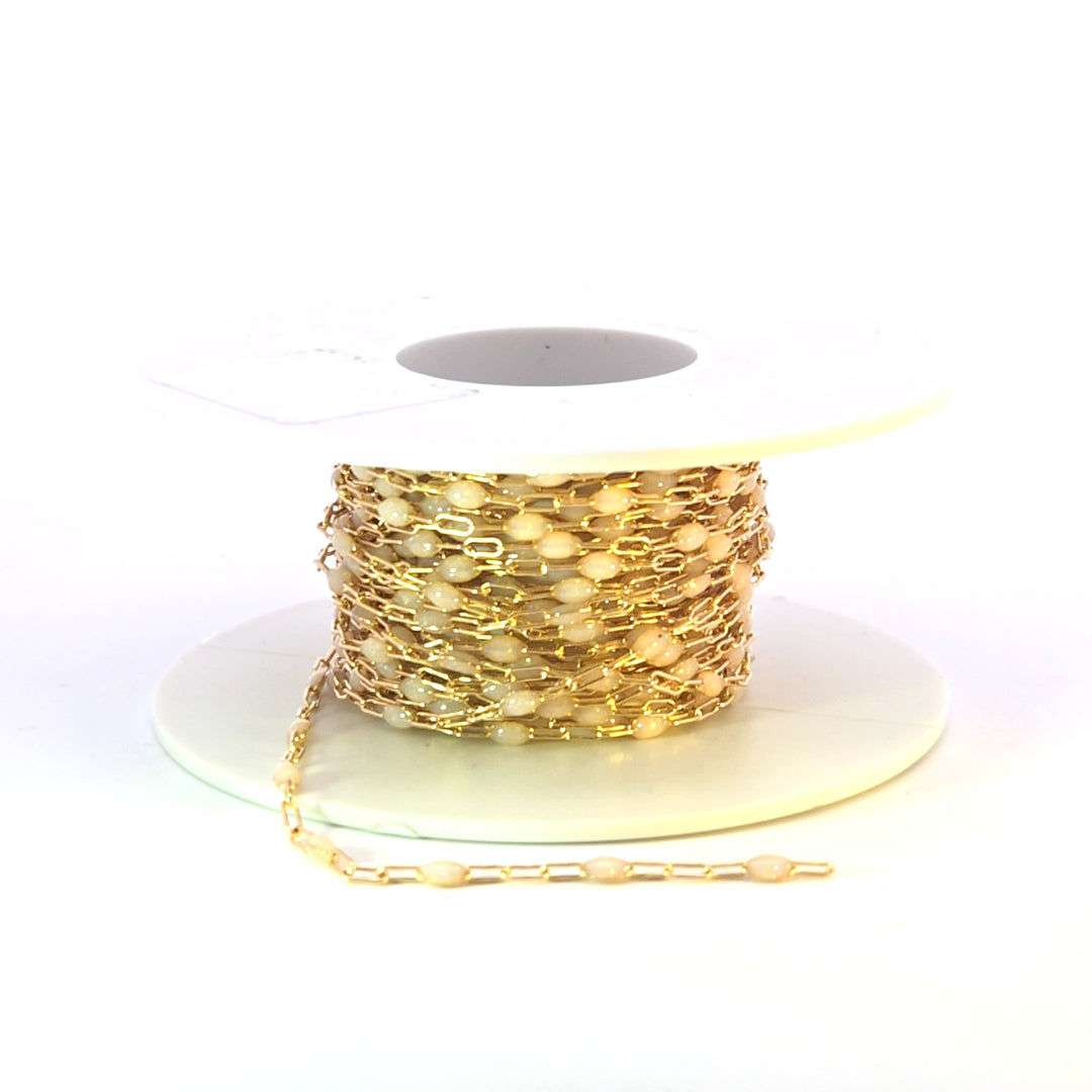 V250-OP1GF. Gold Filled Golden Shade Color Opal Enamel Cable Chain