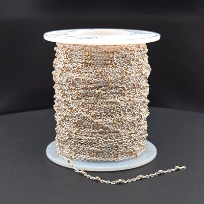 XM/S1322E/11G/SP. Sterling Silver Cable Chain with 14K Gold Filled Beads ��� Mixed Metal Design