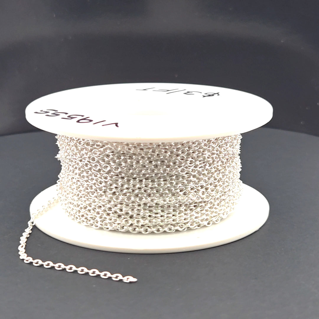 V195SS. Sterling Silver Smooth Oval Link Chain