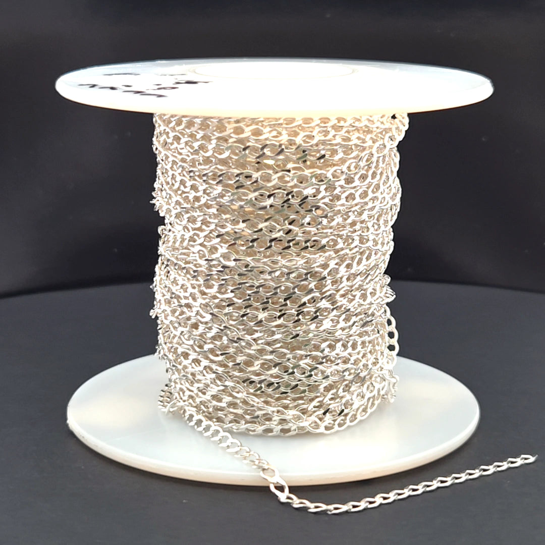 Z88SS. Sterling Silver Miami Flat Curb Link Chain