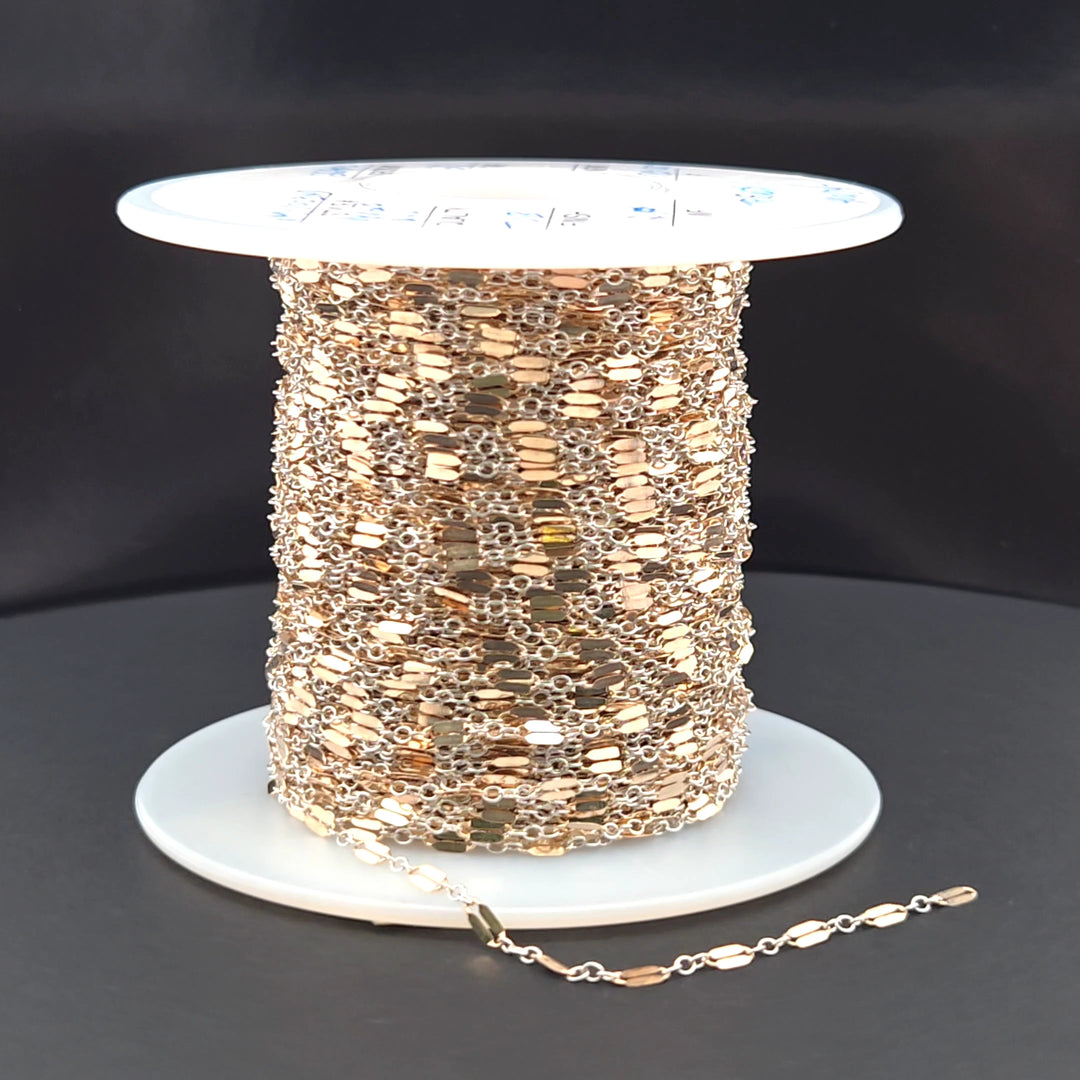 XM/1003HD/SPTT. 14K Gold-Filled and Silver Flat Marina Cable Link Chain